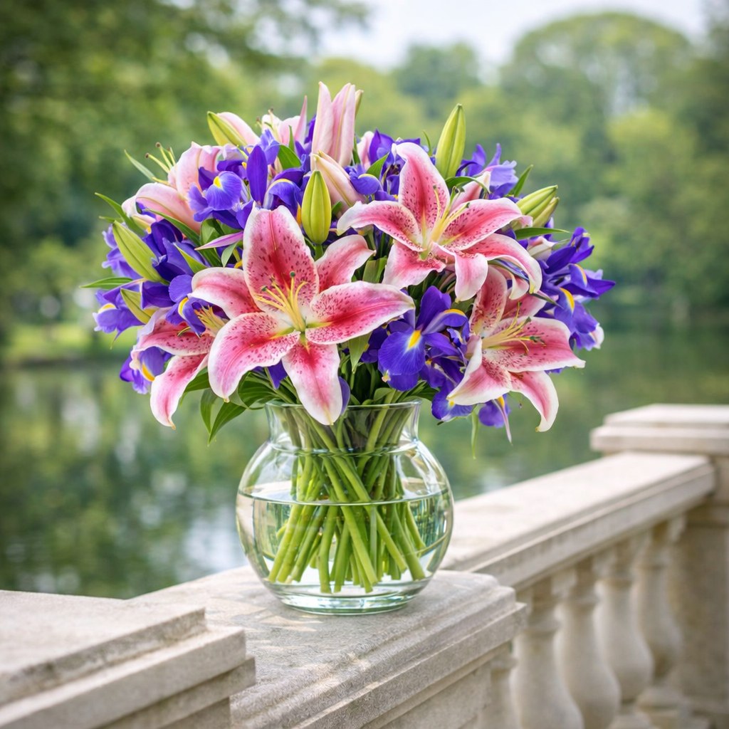 Lilies & Irises in Vase