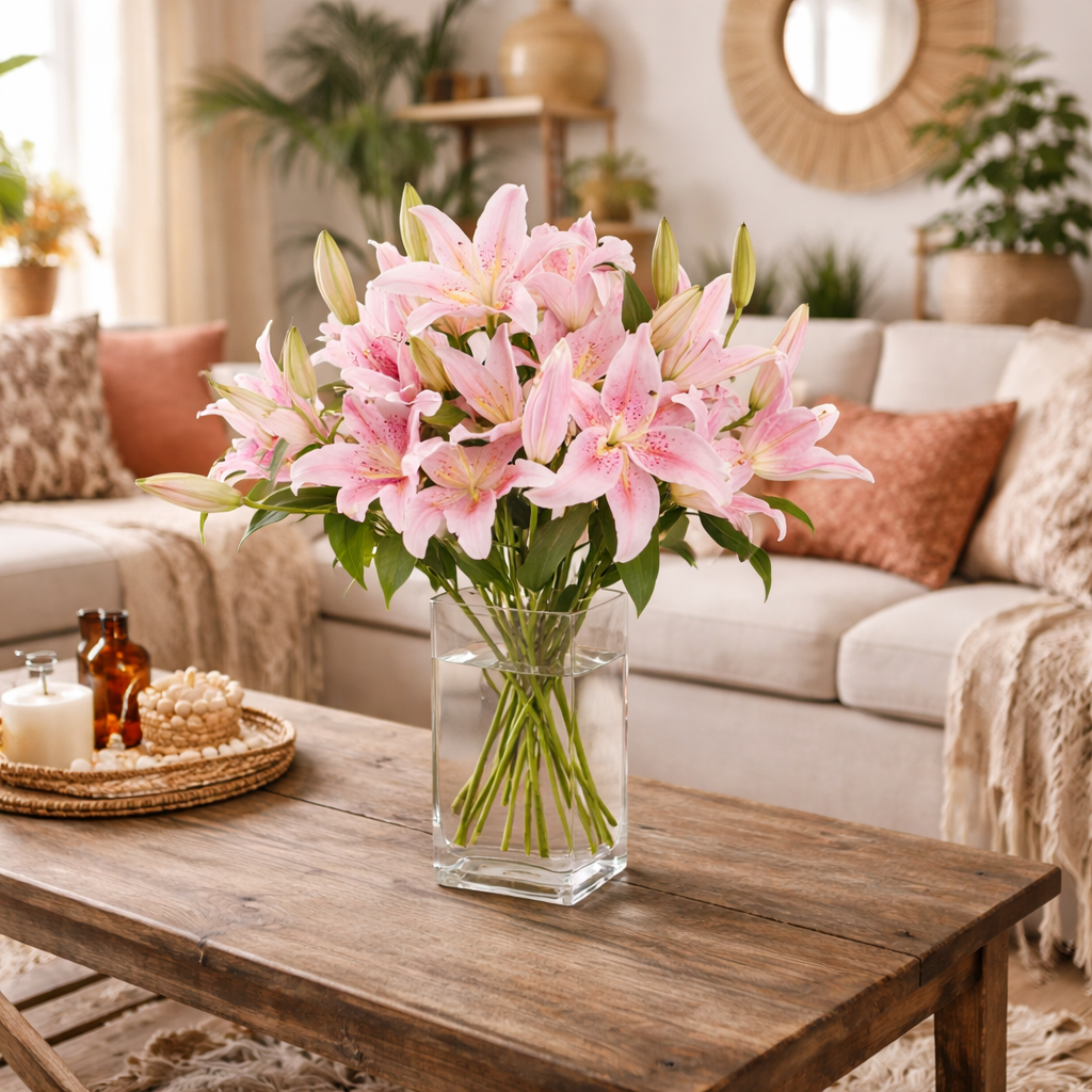 Pink Lilies in a Vase