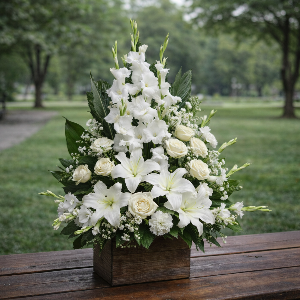 Classic White Funeral Arrangements