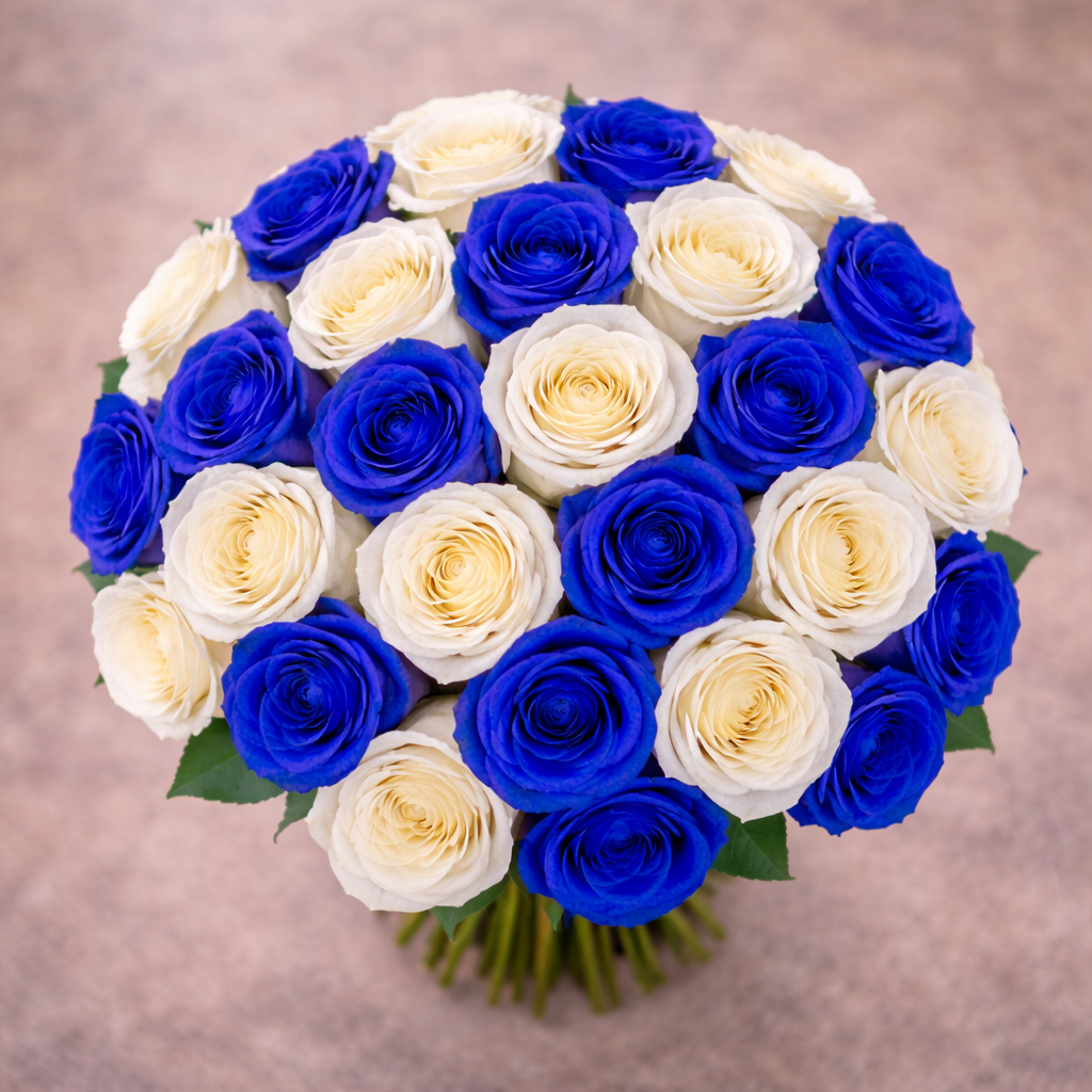 Blue and White Roses