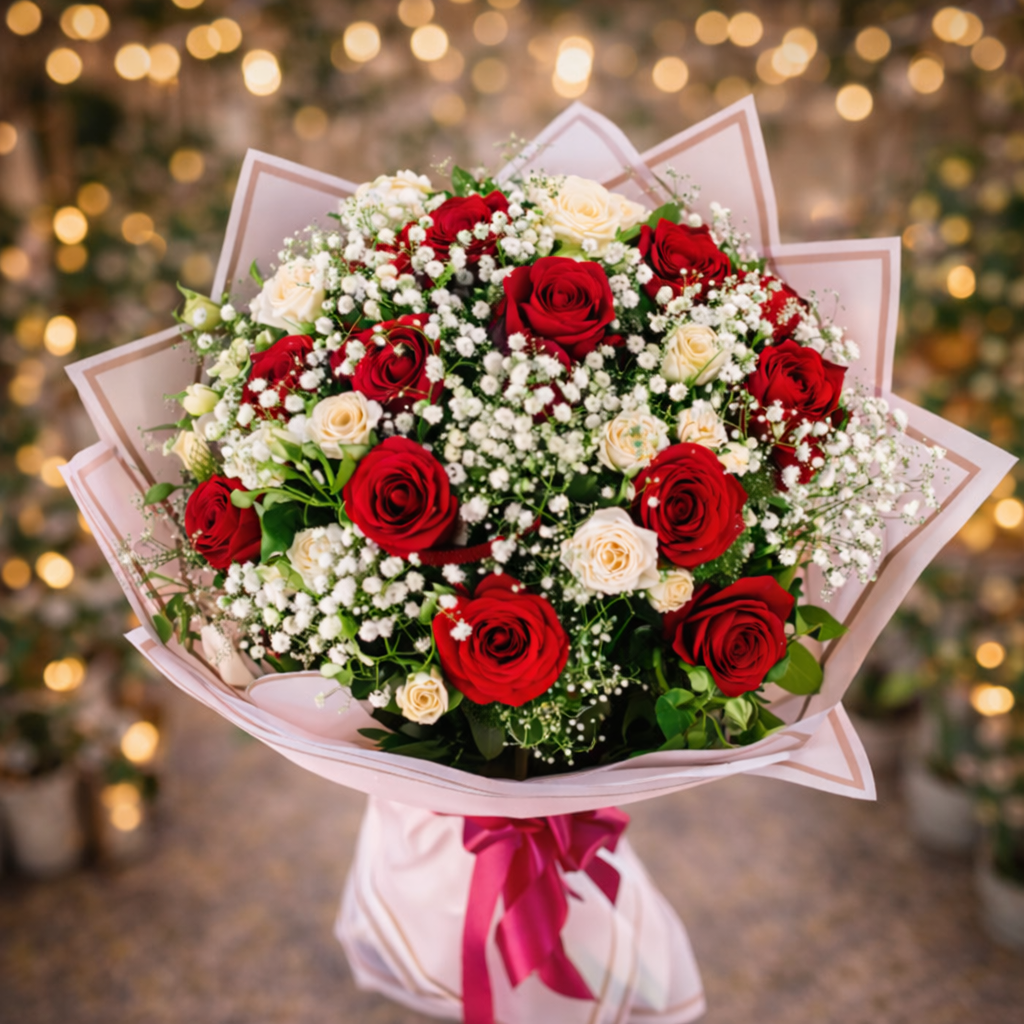Red Roses & Baby Roses & Baby’s Breath