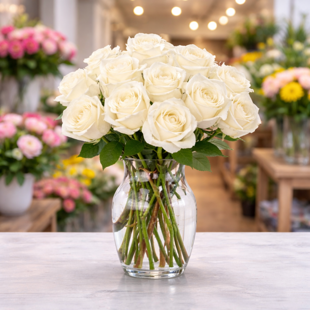 White Roses in a Vase