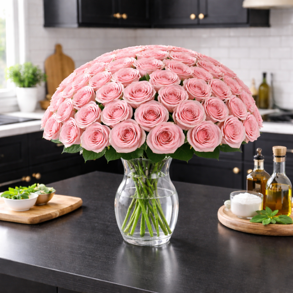 Pink Roses in a Vase
