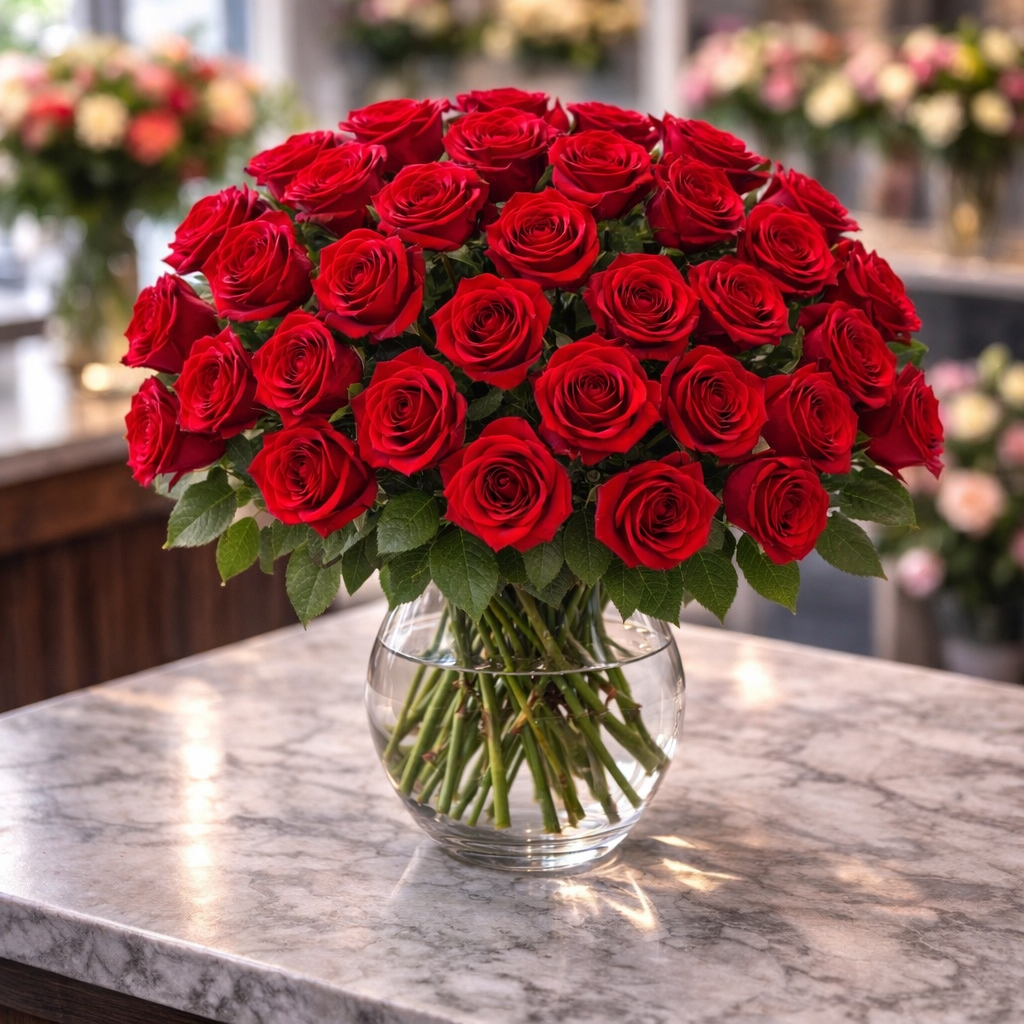 Premium Red Roses in Vase
