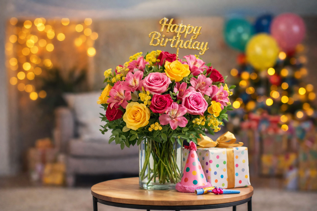 Happy Birthday (Flowers & Gift)