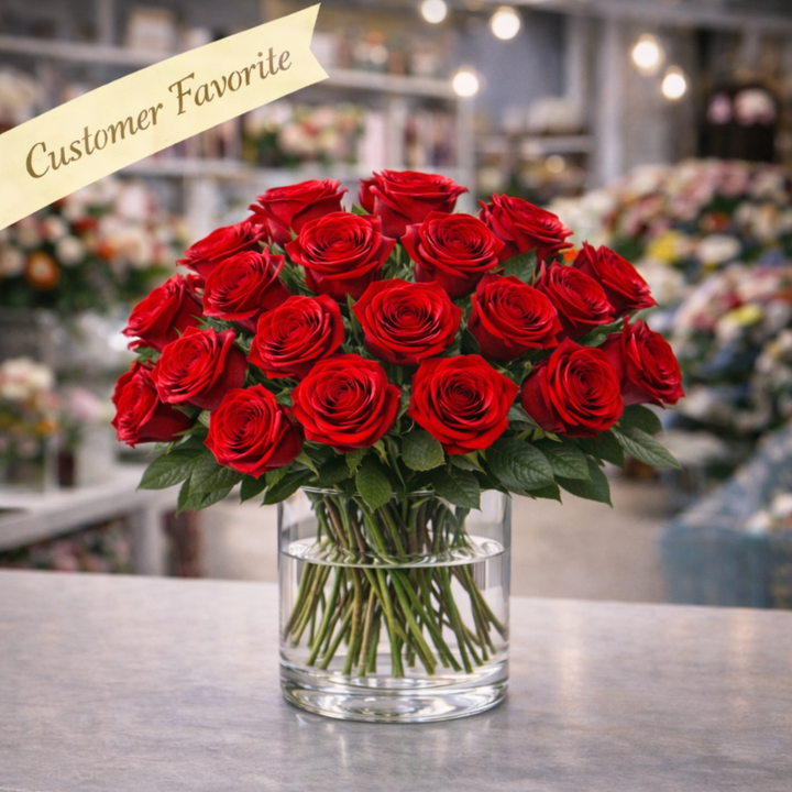 5 Star Roses Premium Red Roses in Vase – 5 Star Flower