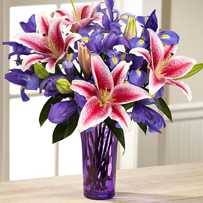 Lilies & Irises in Vase