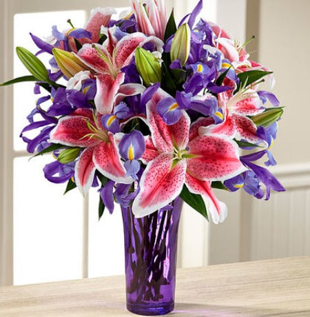 Lilies & Irises in Vase