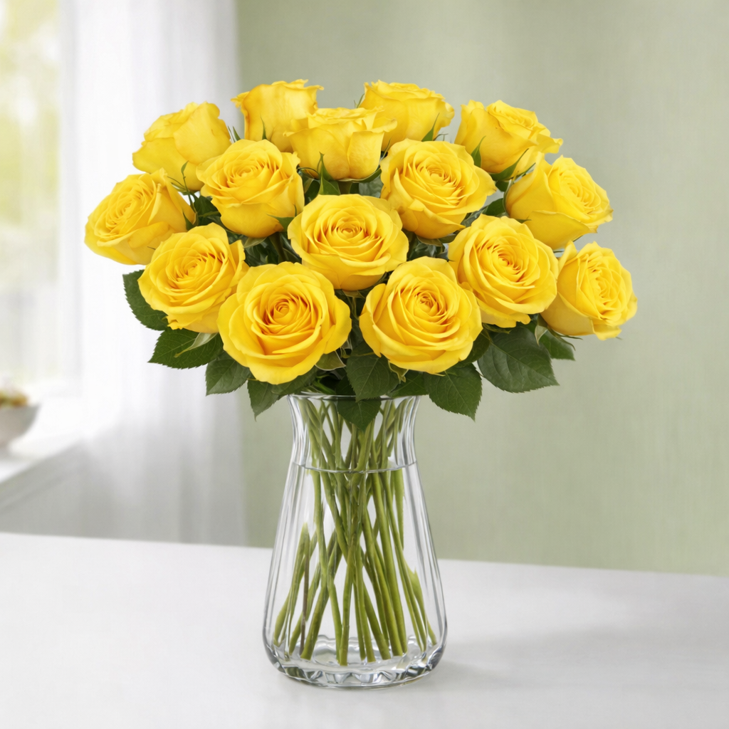 Yellow Roses in a Vase