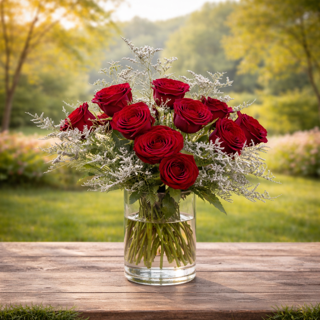 Red Roses in a Vase