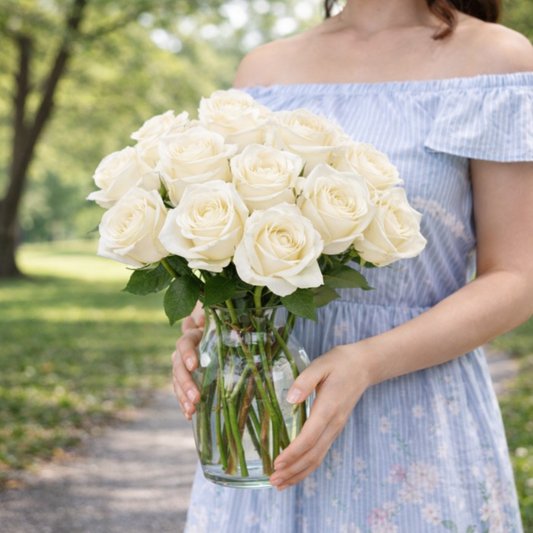 White Roses in a Vase