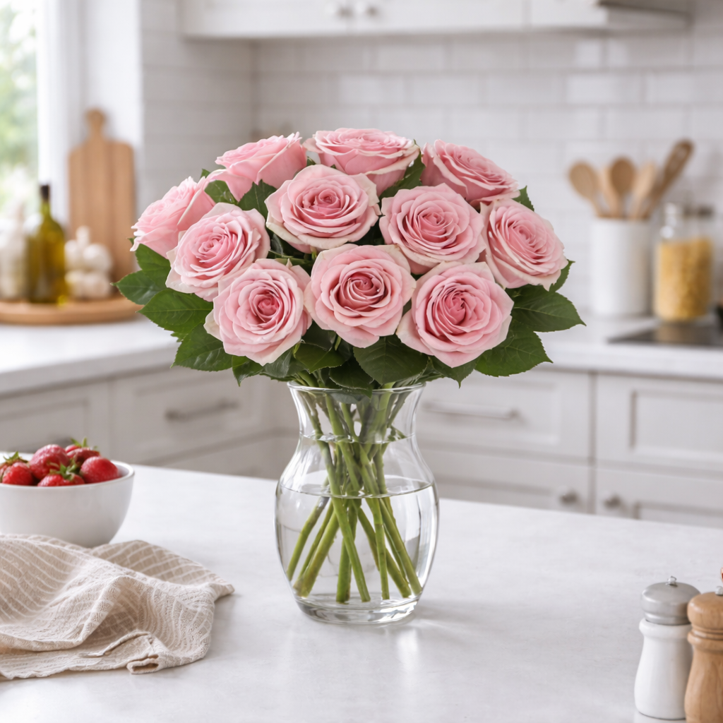 Pink Roses in a Vase