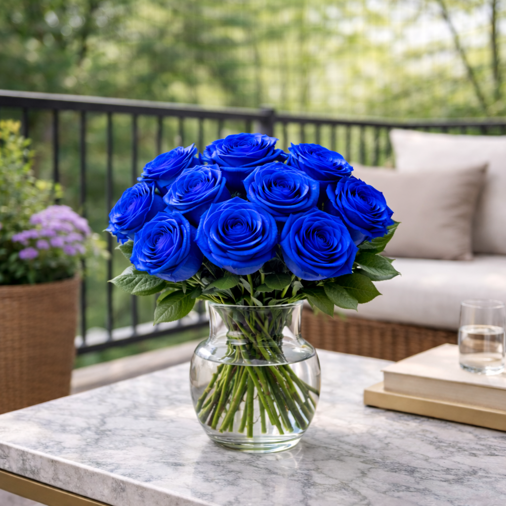 Blue Roses in a Vase