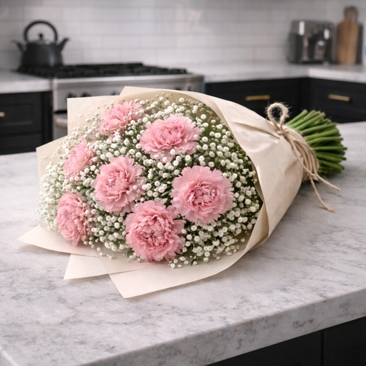 Pink Carnation & Baby's Breath Bouquet