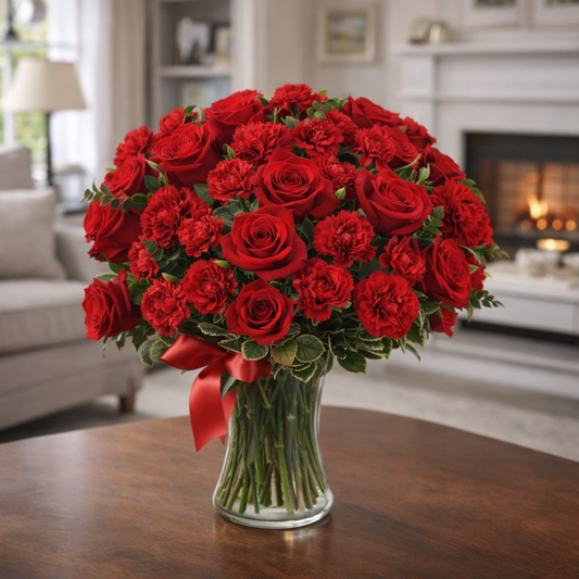 Rose & Carnation in Vase