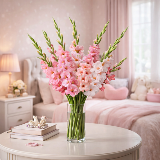 Pink Gladiolus in a vase
