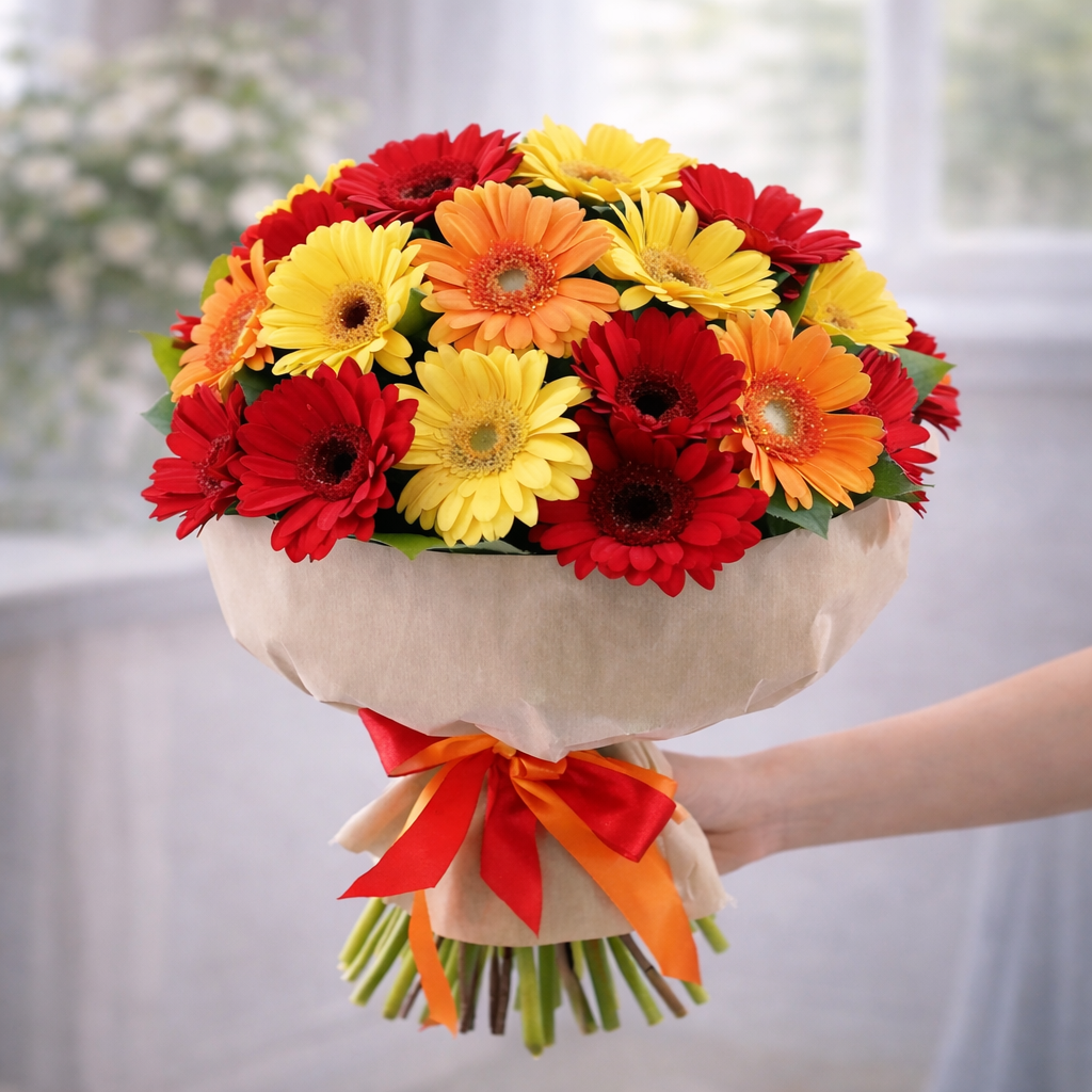 Mixed Color Gerbera Daisies Bouquet
