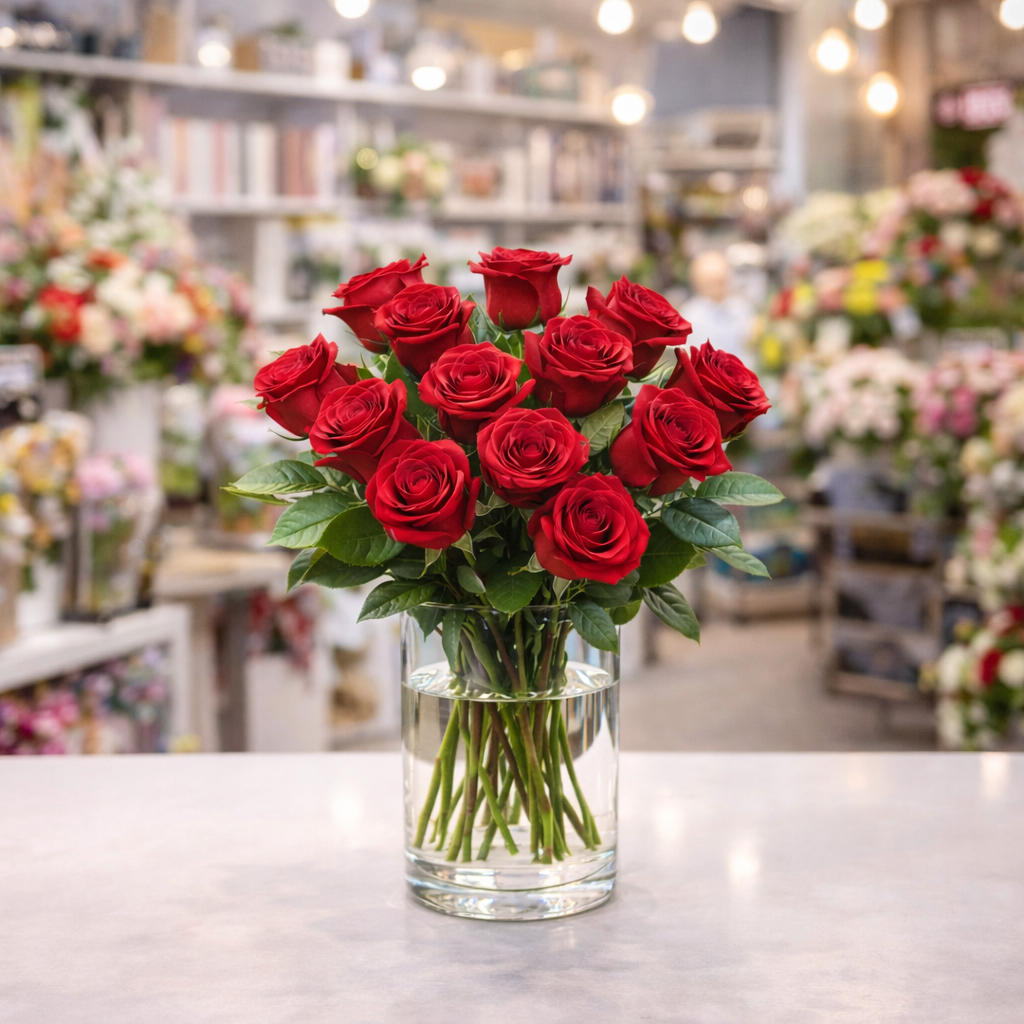 Red Roses in a Vase