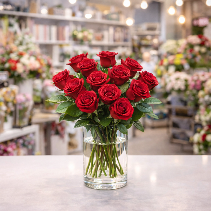 Premium Red Roses in Vase