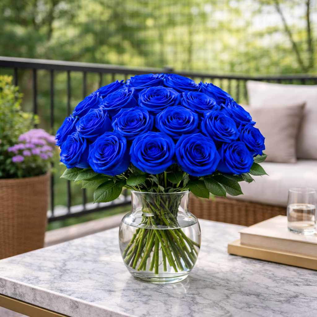 Blue Roses in a Vase