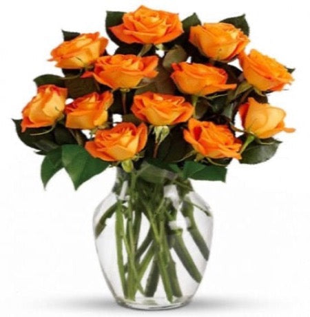 Orange Roses in a Vase