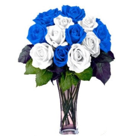 Blue and White Roses