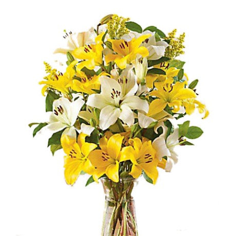 Yellow & White Lily in a Vase