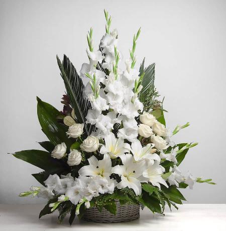 Classic White Funeral Arrangements – 5 Star Flower