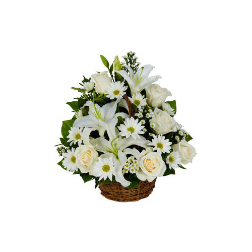 Peaceful White Flowers Basket