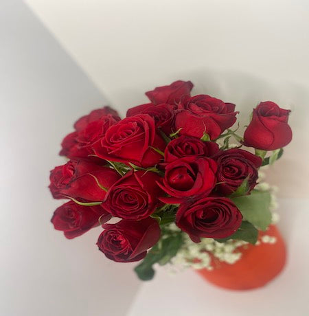 Red roses in a box