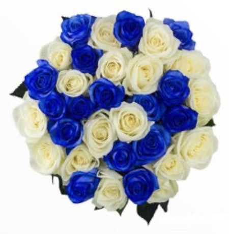 Blue and White Roses