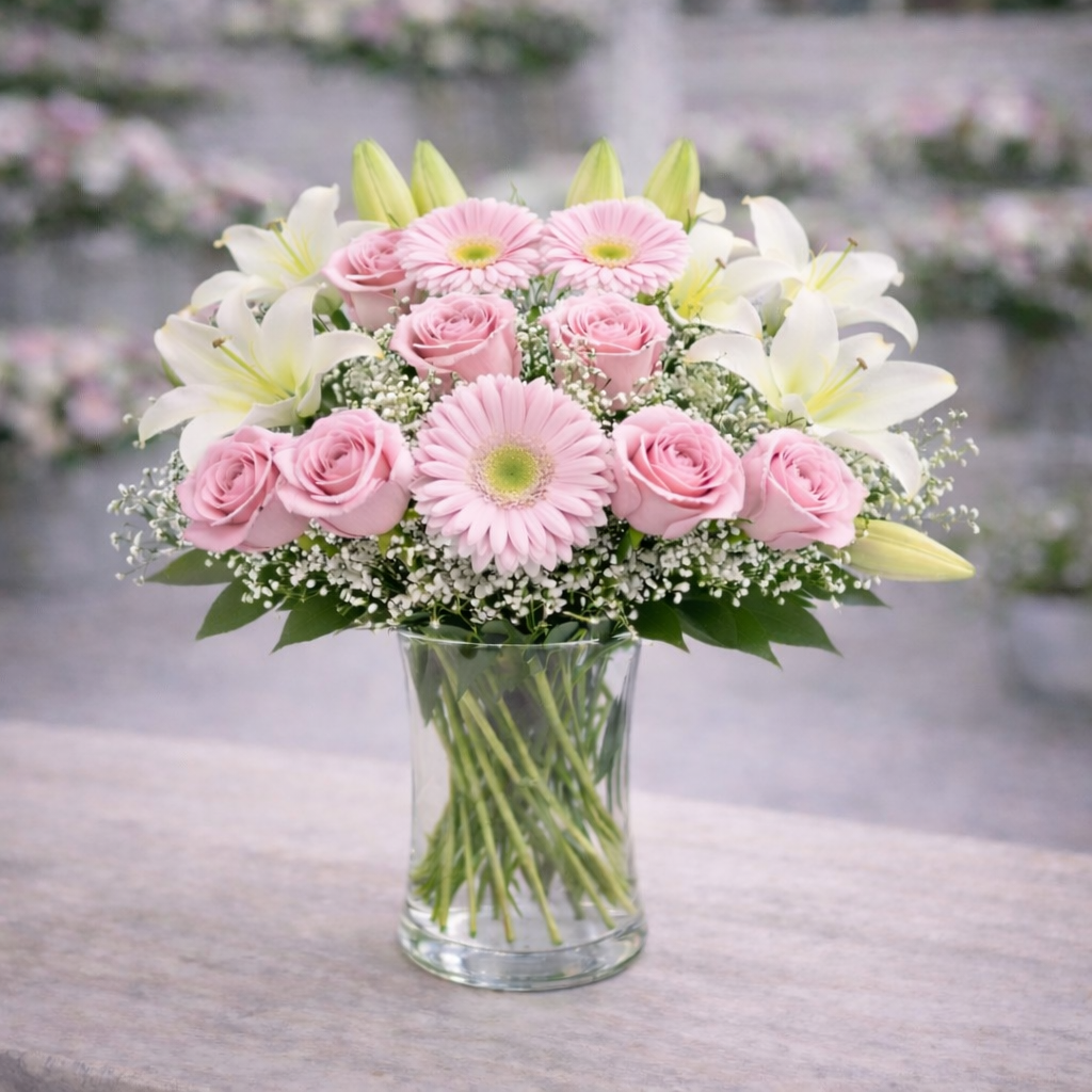 Lily Rose Gerbera Trio in a vase