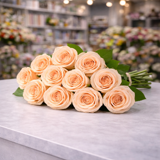 Peach Elegance Hand-Tied Roses