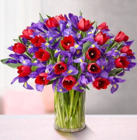 Irises & Tulips in a Vase